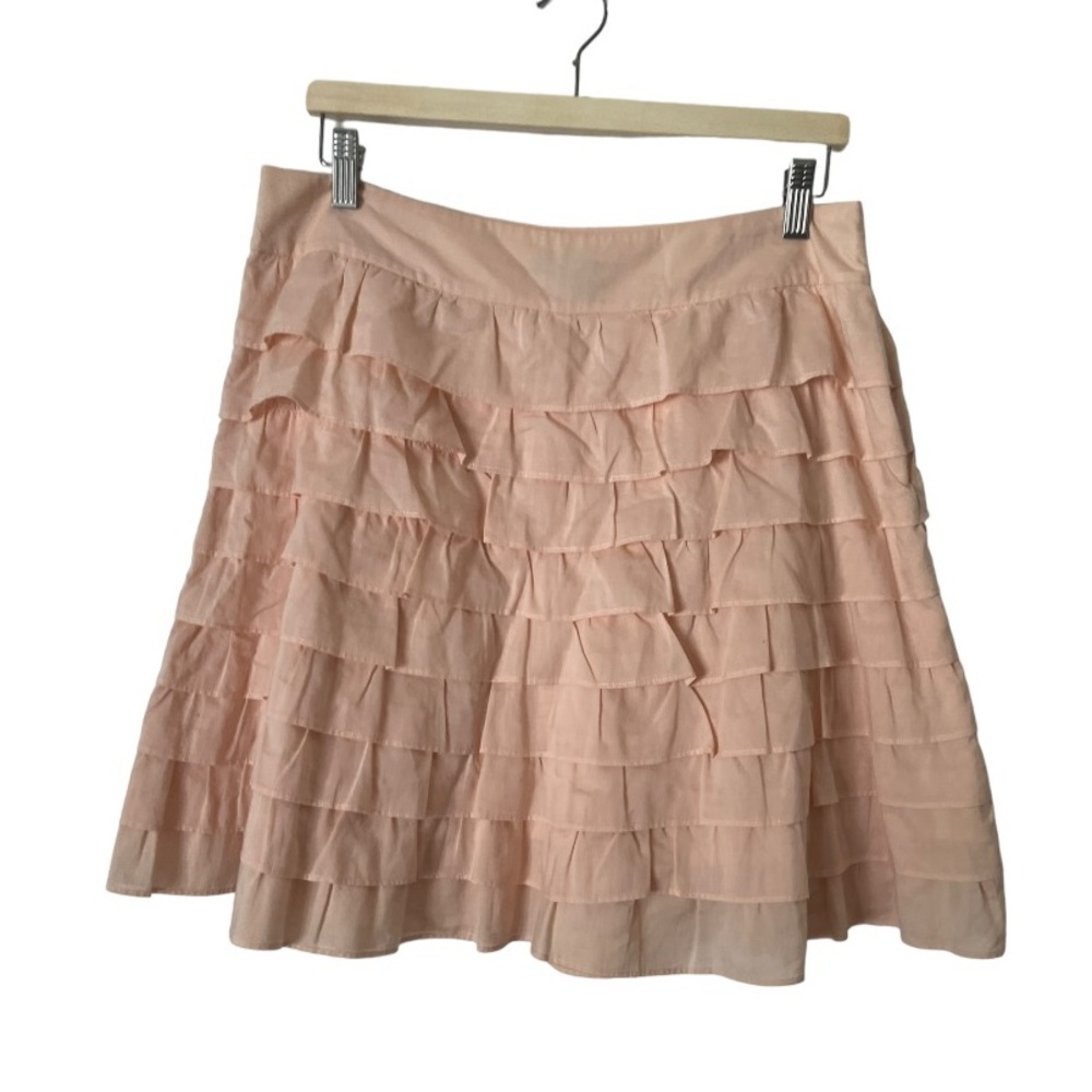 Club Monaco Ruffled Mini Skirt in Blush Pink